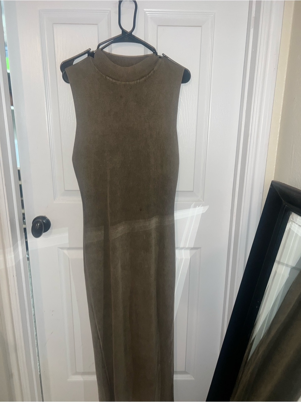 Zara Olive Green Sleeveless Knit Maxi Dress